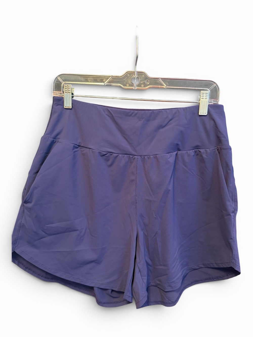High-Rise Navy Athletic Shorts with Side Pockets